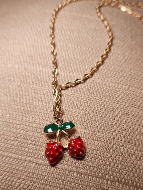 New Strawberry Duo Charm Necklace,  NWOT